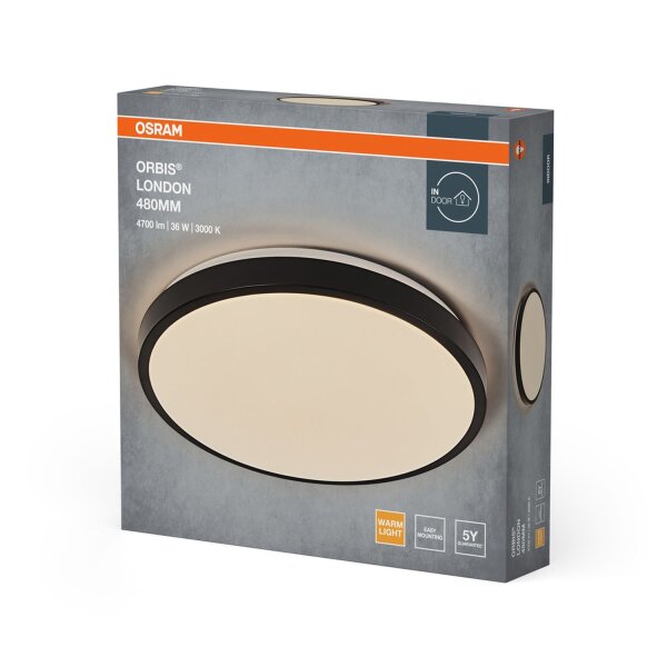 LED Deckenlampe Schwarz Metall 3000K rund Ø48cm OSRAM