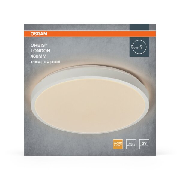 LED Deckenleuchte Weiß Metall 3000K Ø48cm rund OSRAM