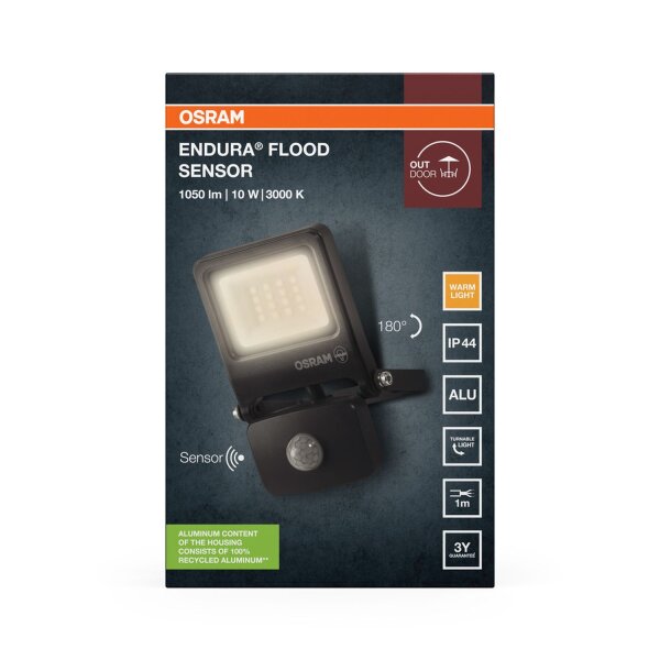 LED Außenstrahler Bewegungsmelder Alu 3000 K IP44 OSRAM