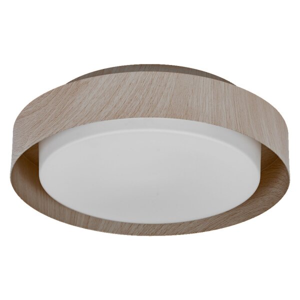 Deckenleuchte Holz Stahl Glas E27 Ø29 cm rund OSRAM