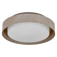 Deckenleuchte Holz Stahl Glas E27 &Oslash;29 cm rund OSRAM