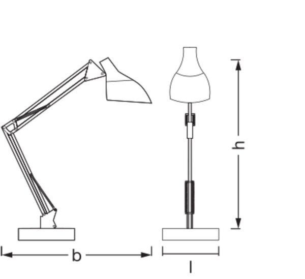 Tischleuchte verstellbar Weiß Metall E27 H:40cm OSRAM