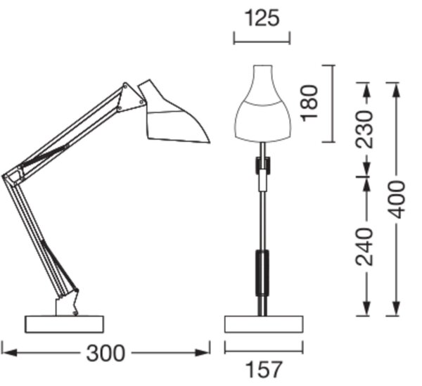 Tischleuchte verstellbar Weiß Metall E27 H:40cm OSRAM