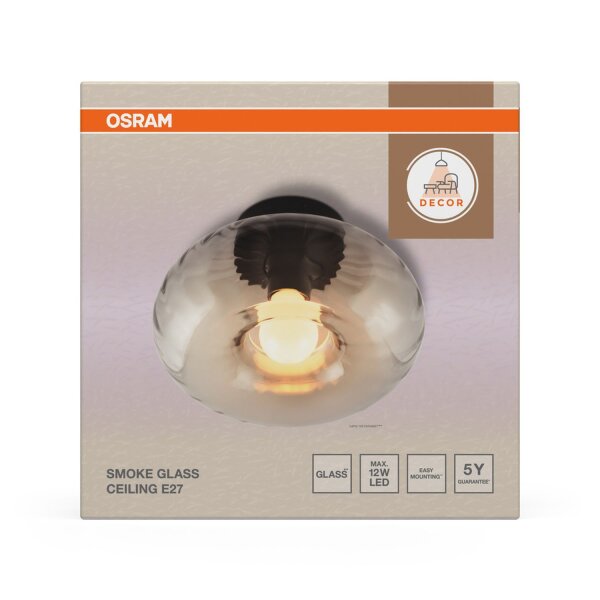 Deckenleuchte Schwarz Stahl Glas E27 Ø28 cm OSRAM