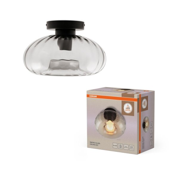 Deckenleuchte Schwarz Stahl Glas E27 Ø28 cm OSRAM