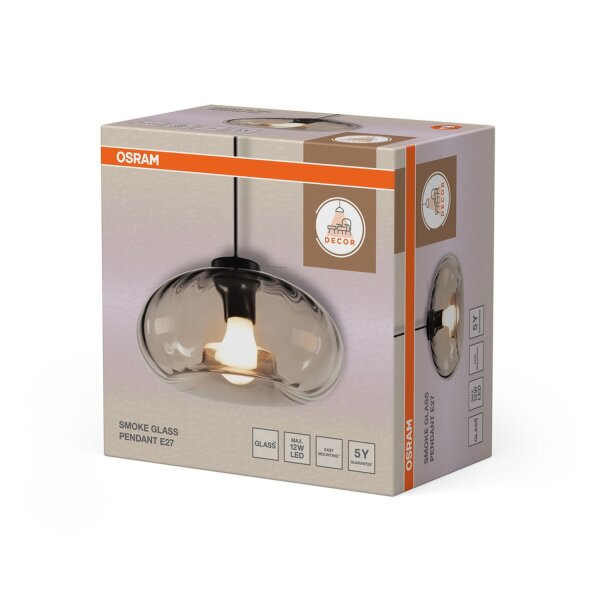 Pendelleuchte Schwarz Glas Stahl E27 Ø28 cm OSRAM
