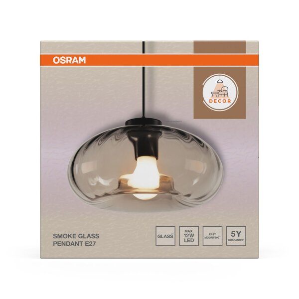 Pendelleuchte Schwarz Glas Stahl E27 Ø28 cm OSRAM