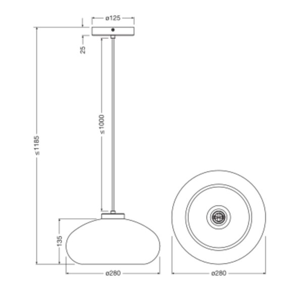 Pendelleuchte Schwarz Glas Stahl E27 Ø28 cm OSRAM