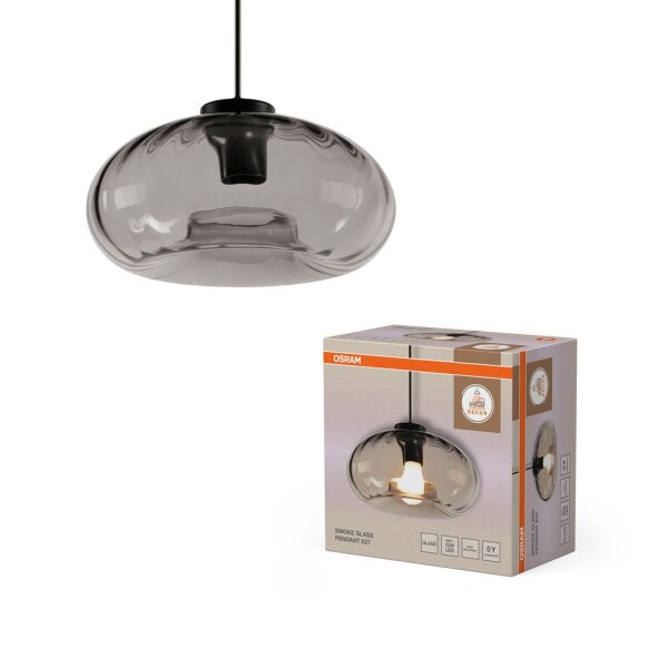 Pendelleuchte Schwarz Glas Stahl E27 Ø28 cm OSRAM
