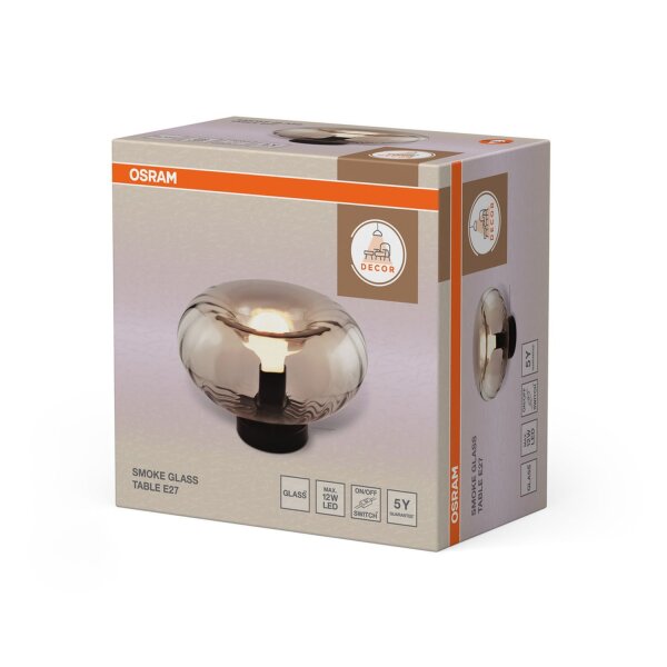 Tischleuchte Schwarz Stahl Glas E27 H:17,6 cm OSRAM
