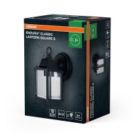Wandleuchte Schwarz Alu IP23 E27 H:22,5cm Laterne OSRAM