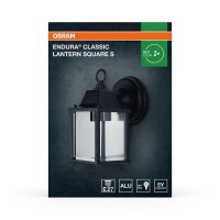 Wandleuchte Schwarz Alu IP23 E27 H:22,5cm Laterne OSRAM