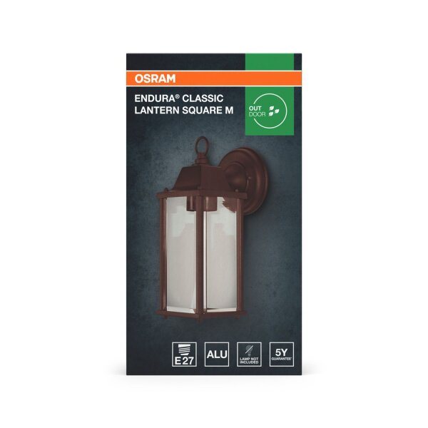 Wandlampe Alu Glas Laterne IP23 E27 H:29,3 cm OSRAM