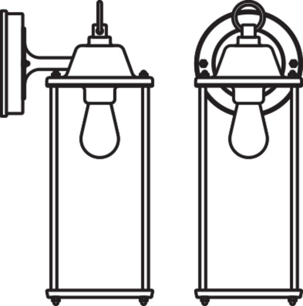 Wandleuchte Schwarz Alu IP23 E27 H:29,3cm Laterne OSRAM