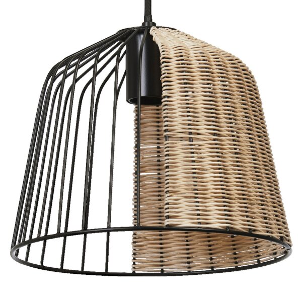 Pendelleuchte Rattan L:26 cm E27 Schwarz Braun OSRAM
