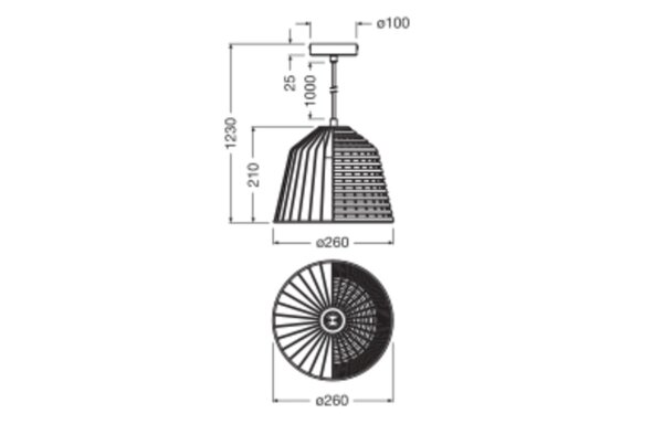 Pendelleuchte Rattan L:26 cm E27 Schwarz Braun OSRAM