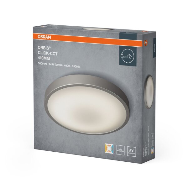 LED Deckenleuchte Click-CCT CCT Weiß Alu Ø41cm OSRAM