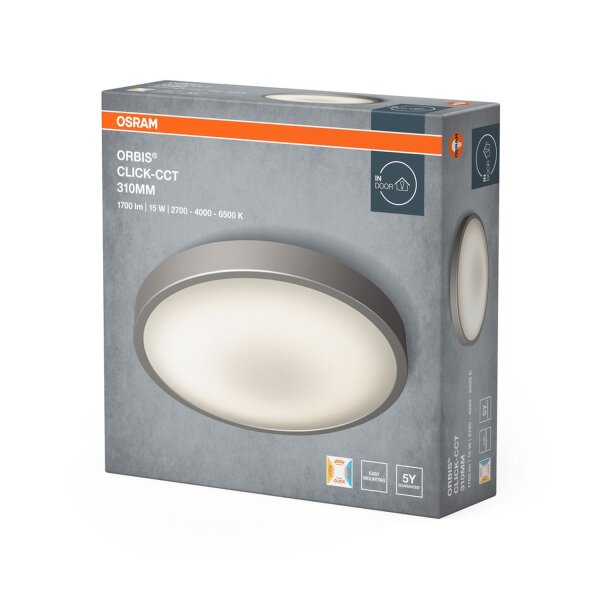 LED Deckenlampe Click-CCT CCT Weiß Alu Ø31cm rund OSRAM