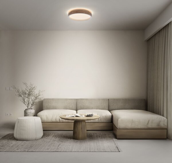 LED Deckenleuchte Click-DIM Weiß Holz 3000K Ø41cm OSRAM