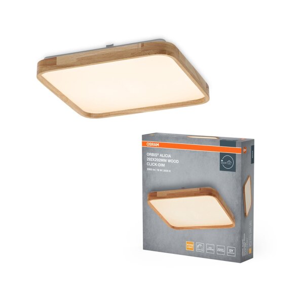 LED Deckenlampe Click-DIM Holz 3000K B:29,2cm OSRAM