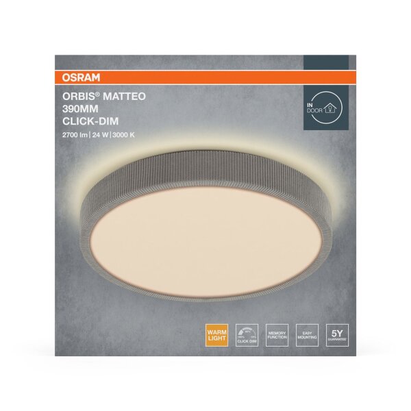LED Deckenleuchte Click-DIM Stoff 3000K Ø39cm OSRAM