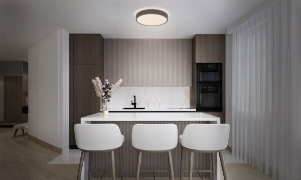 LED Deckenleuchte Click-DIM Grau Stoff 3000K rund OSRAM