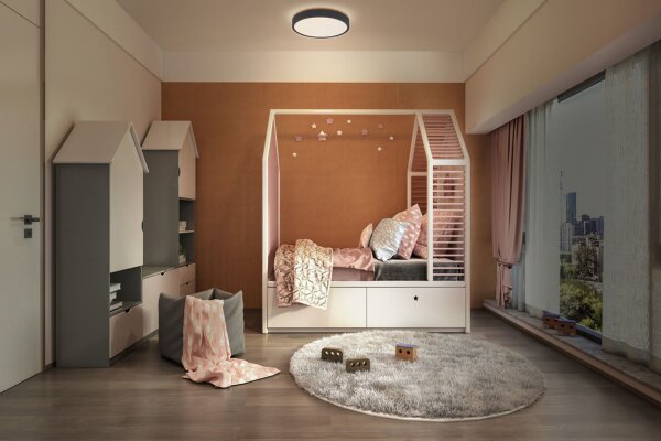 LED Deckenleuchte Click-DIM 3000K Grau Stoff rund OSRAM