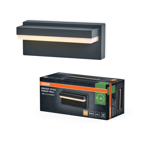 LED Außenwandlampe Alu 3000 K IP54 B:20,6 cm OSRAM
