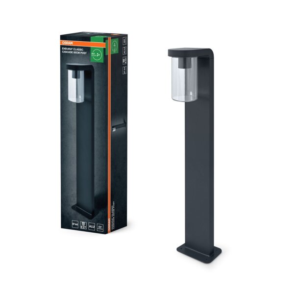 Wegeleuchte Aluminium Glas Grau IP44 E27 H:80 cm OSRAM