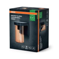 Wandleuchte Bernstein Glas Alu IP44 E27 H:16 cm OSRAM