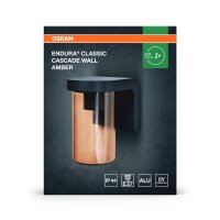 Wandleuchte Bernstein Glas Alu IP44 E27 H:16 cm OSRAM