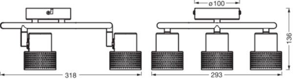 Deckenleuchte Schwarz Kork GU10 L:31,8 cm OSRAM