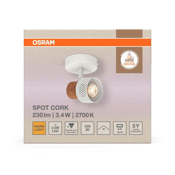 Wandleuchte flexibel Kork GU10 H:10,1 cm OSRAM