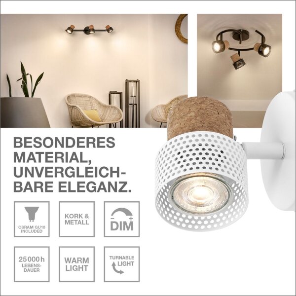 Wandleuchte flexibel Kork GU10 H:10,1 cm OSRAM