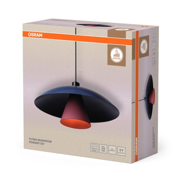 Runde Hängelampe Blau Rosa Schwarz E27 Ø50 cm OSRAM