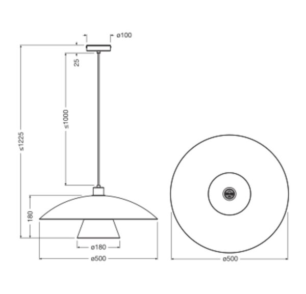 Runde Hängelampe Blau Rosa Schwarz E27 Ø50 cm OSRAM
