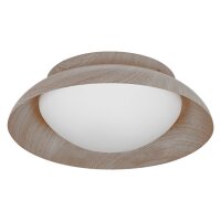 Deckenleuchte Glas Stahl Holz E27 &Oslash;30,5cm rund OSRAM
