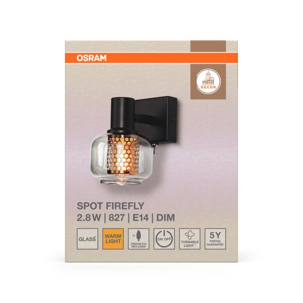 Wandleuchte flexibel Schwarz Stahl E14 B:10,5 cm OSRAM