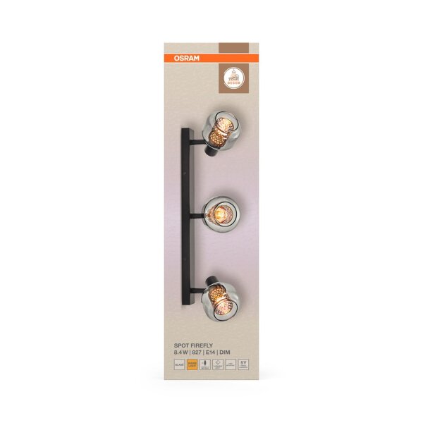 Deckenstrahler flexibel Schwarz Glas Gold E14 OSRAM