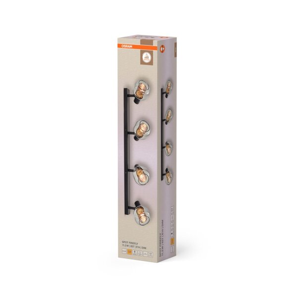 Deckenleuchte verstellbar Schwarz Glas E14 OSRAM