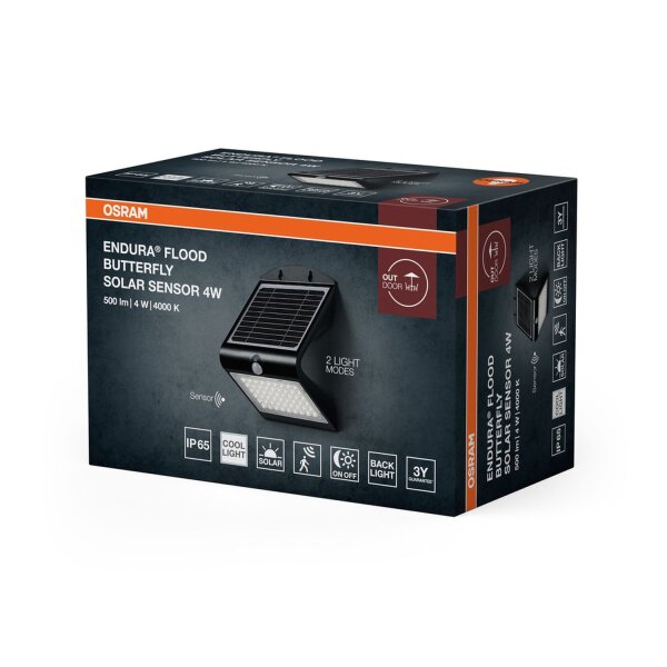 LED Solar Strahler Sensor Metall Schwarz 4000K IP65
