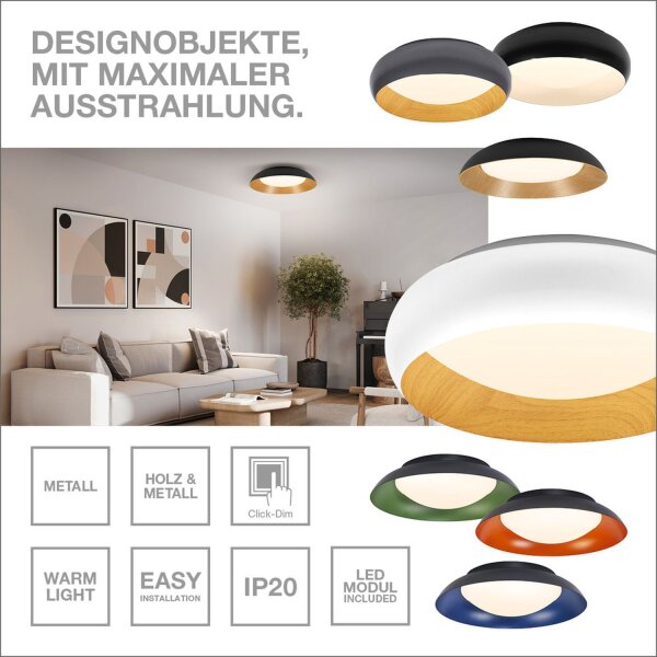 LED Deckenlampe Click-DIM Weiß Holz 3000K Ø50,5cm OSRAM