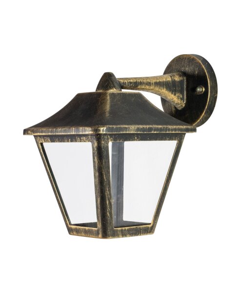 Wandleuchte Schwarz-Gold Alu Glas IP44 E27 H:23cm OSRAM