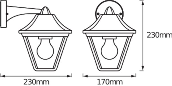 Wandleuchte Schwarz-Gold Alu Glas IP44 E27 H:23cm OSRAM