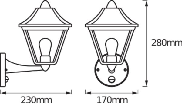 Wandlampe Sensor Schwarz-Gold Alu IP44 E27 Laterne