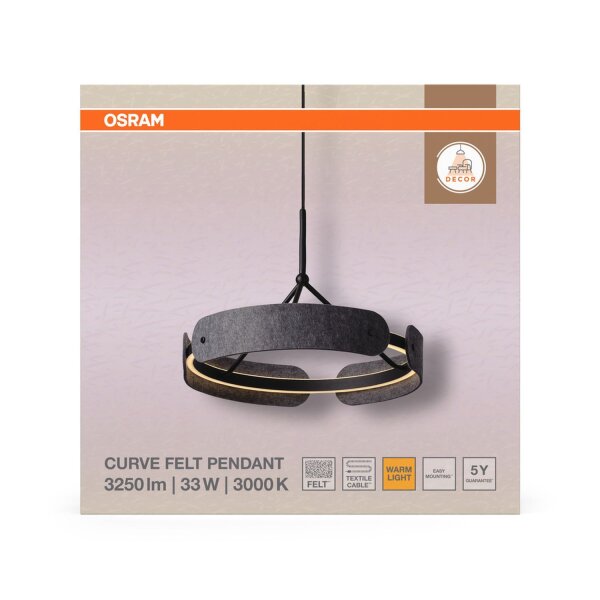 LED Pendelleuchte Filz 3000 K L:43 cm modern OSRAM