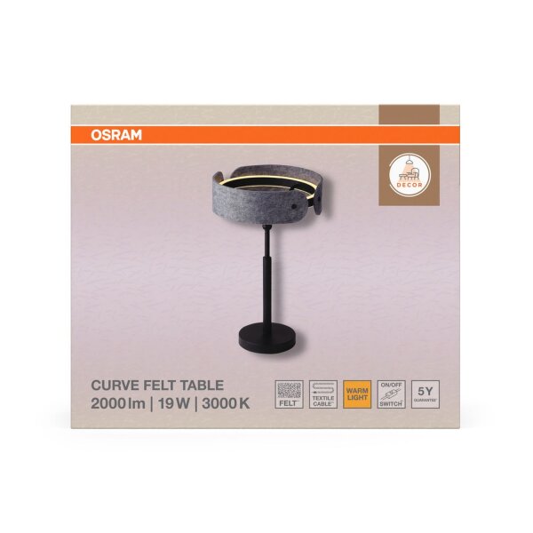 LED Tischleuchte Filz Aluminium 3000 K 43 cm OSRAM