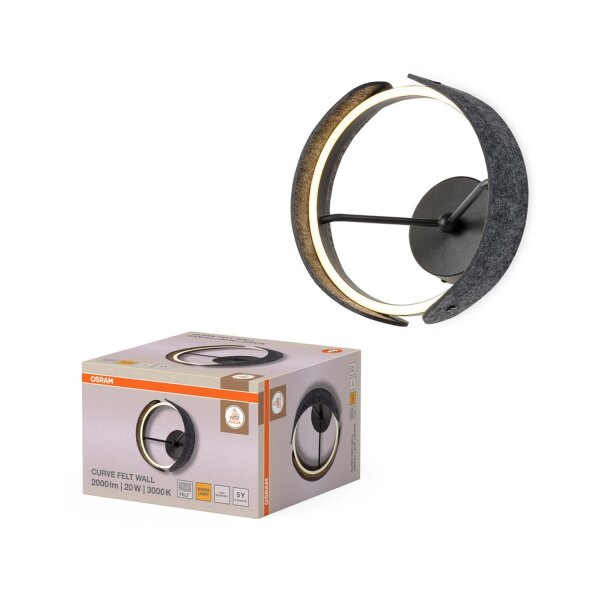 LED Wandleuchte Filz 3000 K Alu H:27,5 cm Modern OSRAM