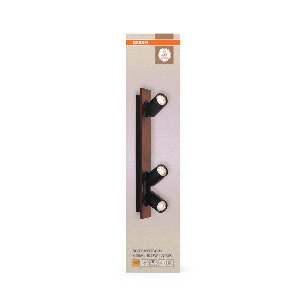 Deckenspot verstellbar Schwarz Holz GU10 L:52 cm OSRAM