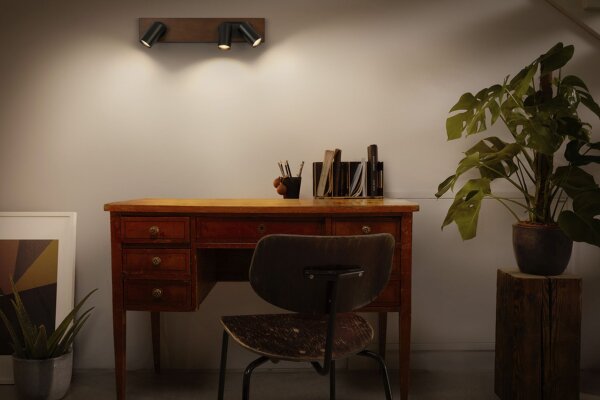 Deckenspot verstellbar Schwarz Holz GU10 L:52 cm OSRAM